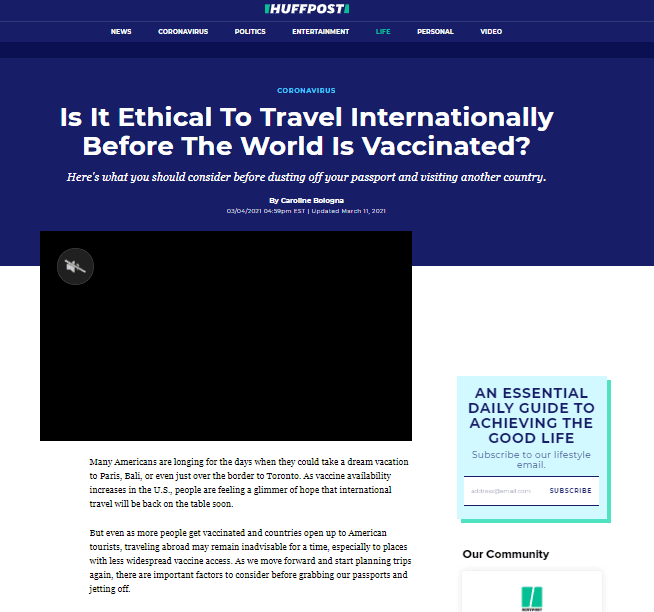 Is It Ethical To Travel Internationally Before The World Is Vaccinated?