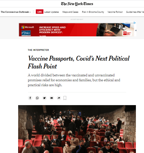 Vaccine Passports, Covid's Next Political Flash Point