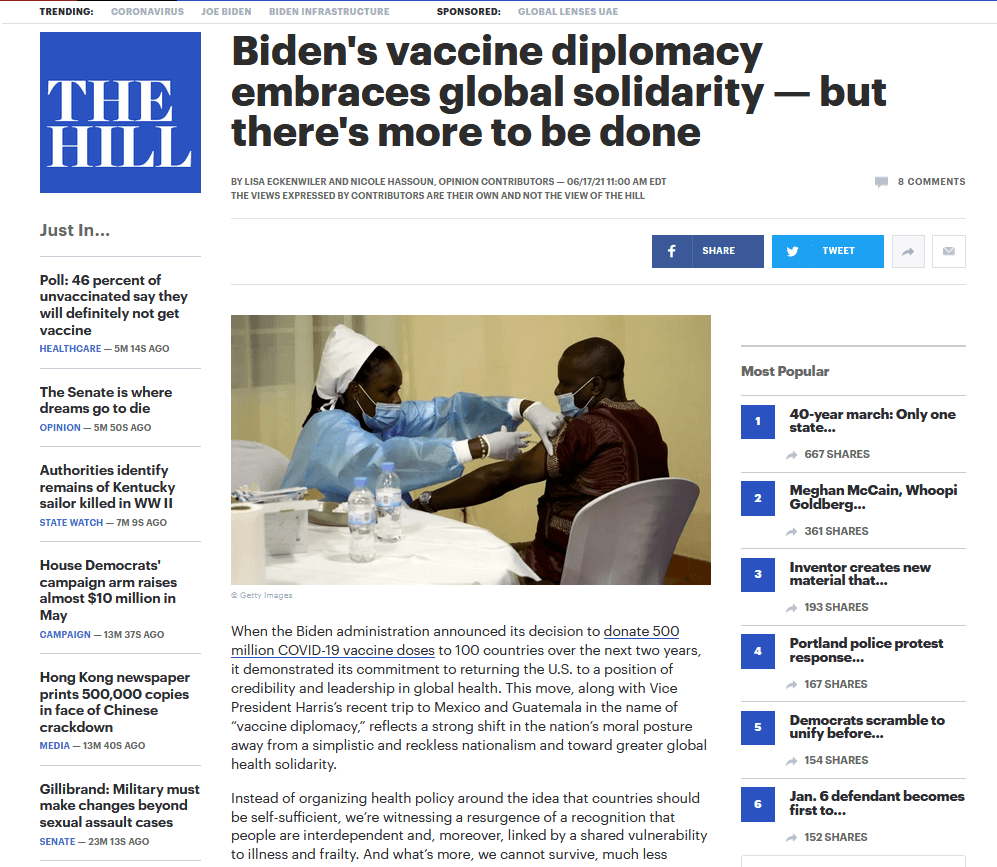 Biden's vaccine diplomacy embraces global solidarity