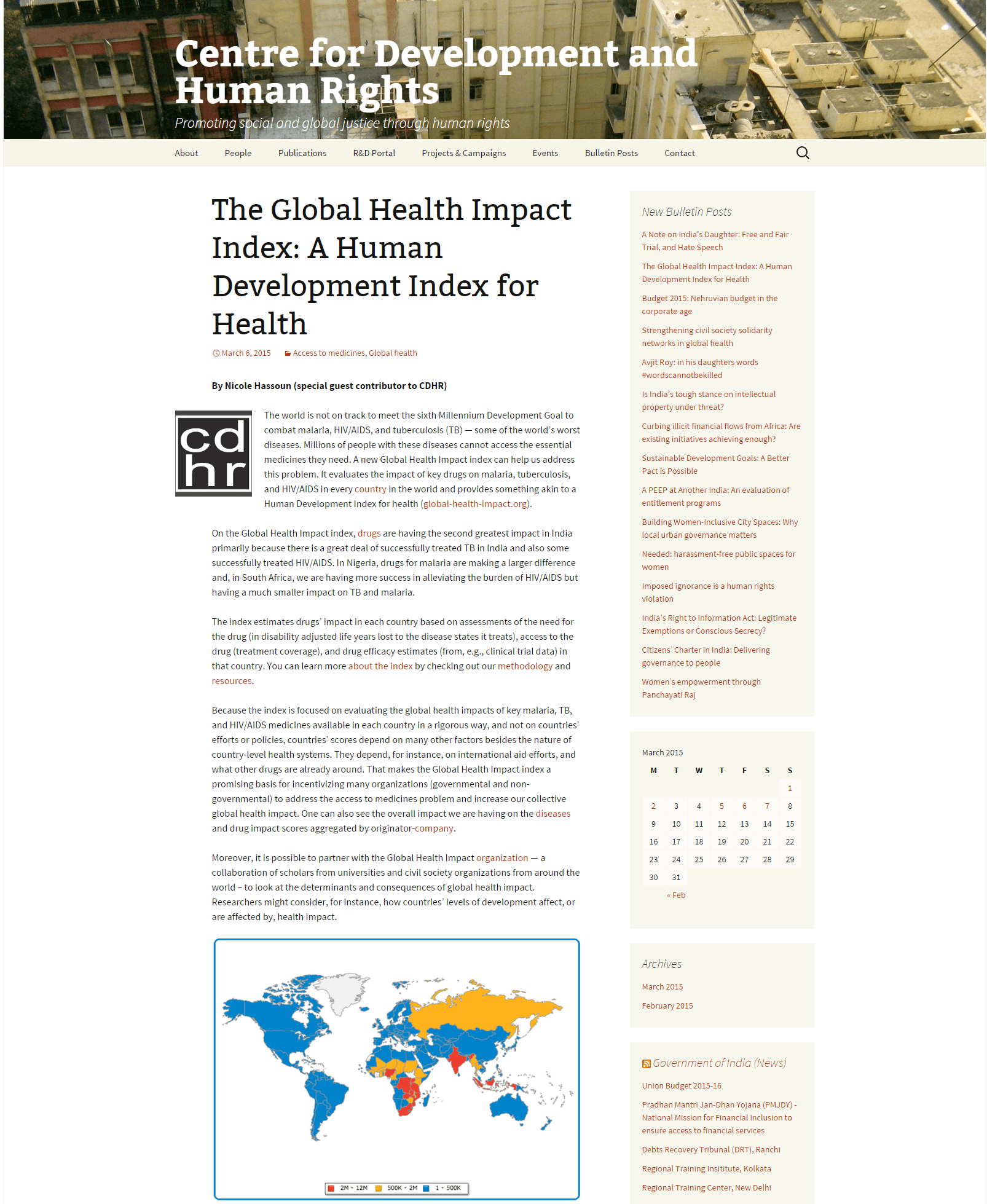 The Global Health Impact Index: A Human Development Index for Health