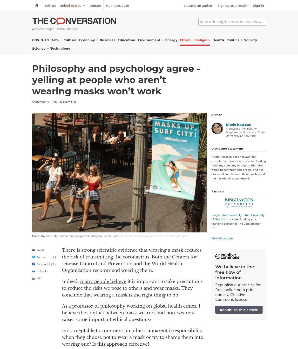 Philosophy and psychology agree - yelling at people who aren’t wearing masks won’t work