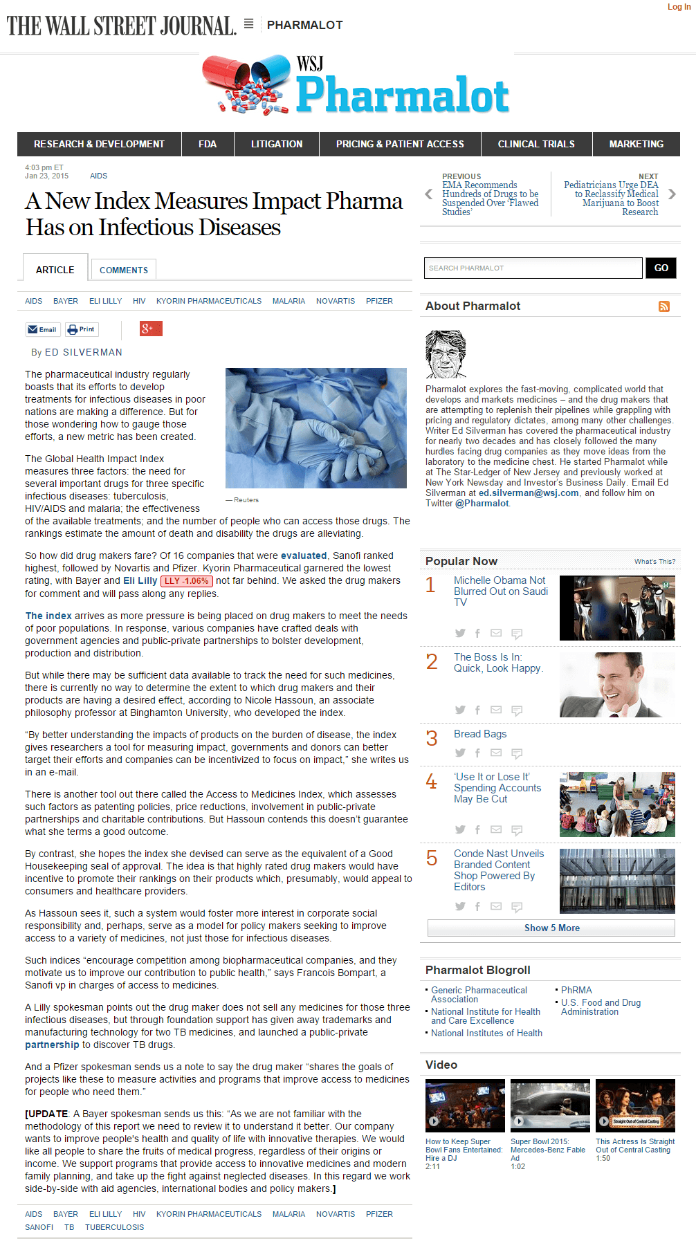 A New Index Measures Impact Pharma Has on Infectious Diseases