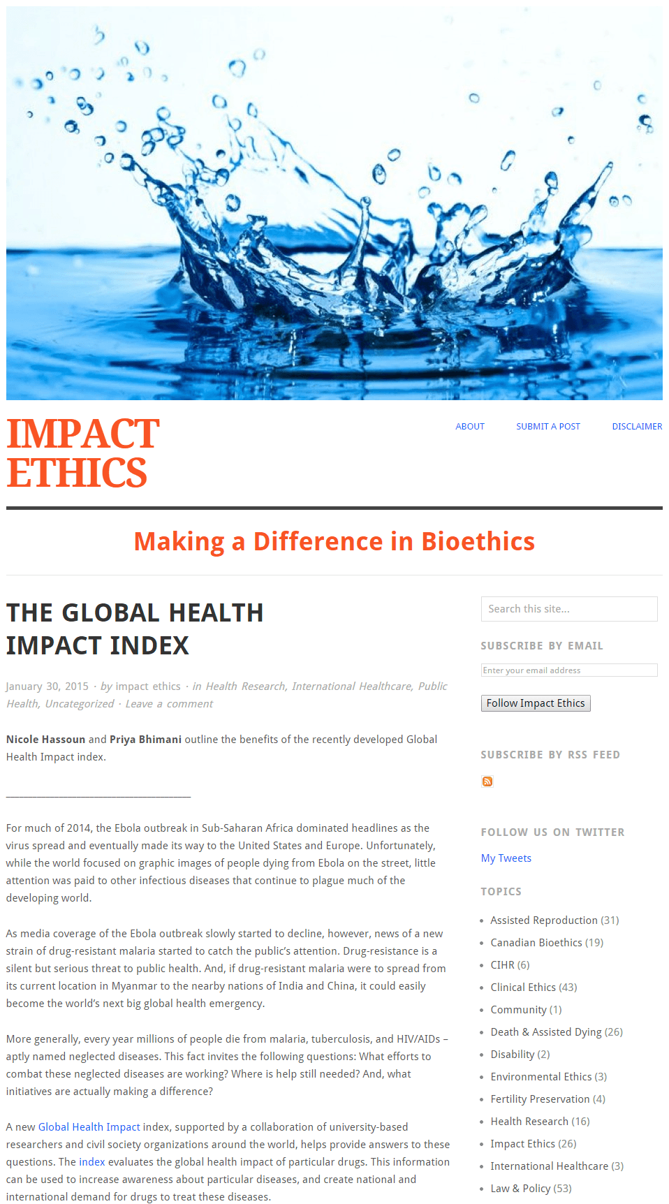 The Global Health Impact Index