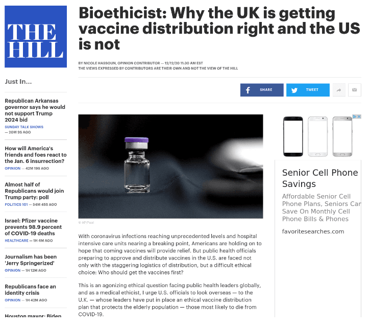 Bioethicist: Why the UK is getting vaccine distribution right and the US is not