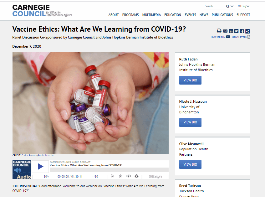Vaccine Ethics: What Are We Learning from COVID-19?