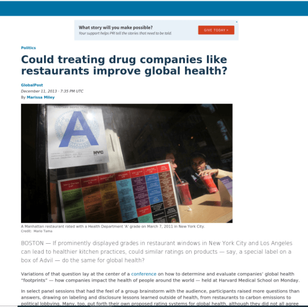 Could treating drug companies like restaurants improve global health?